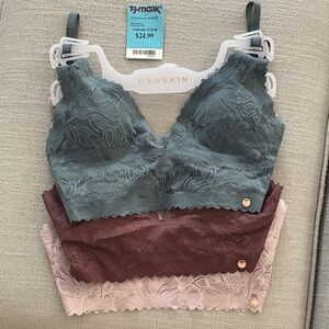 Danskin Lace Bralette Set - Sage Green, Mauve, Blush